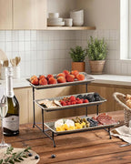 LAUCHUH 3 Tier Serving Tray, Porcelain Serving Platters and Trays for Party 12 Inch Tiered Tray Stand Cupcake Stand with Collapsible Sturdier Rack for Mother's Day Serving Food, Speckled Gray
