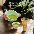 Matcha Whisk Set,7 PCS Ceramic Matcha Kit Includes Matcha Bowl with Spout, Matcha Whisk and Holder, Bamboo Scoop, Stainless Sifter, Tea Towel, Unique Gift for Matcha Lovers (Green)