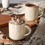 HaWare 14OZ Coffee Mugs Set of 4, Stoneware Coffee Cups with Handle, Latte Mug for Man, Woman, Dad, Mom, Modern Tea Mugs for Latte/Cappuccino/Cocoa/Milk, Dishwasher& Microwave Safe, Saturn Khaki