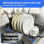 Dish Drying Rack, Stainless Steel Expandable in Sink & Countertop, Space Saving with Silicone Mat and Drying Rack for Kitchen, Rv, Commercial Use