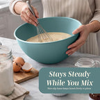 COOK WITH COLOR Mixing Bowls with TPR Lids - 12 Piece Plastic Nesting Bowls Set includes 6 Prep Bowls and 6 Lids, Microwave Safe (Teal)
