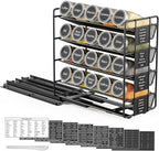 SpaceAid Pull Out Spice Rack Organizer with 20 Jars, Heavy Duty Slide Out Seasoning Organizer for Kitchen Cabinets, with 801 Labels and Chalk Marker, Left Facing