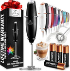 Zulay Kitchen Powerful Milk Frother Wand With 4 AA Duracell Batteries - Ultra Fast Handheld Drink Mixer - Electric Whisk Foam Maker for Coffee, Lattes, Cappuccino, Matcha & Creamer