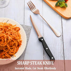 24 Pcs Rose Gold Silverware Set with Steak Knives Service for 4,Stainless Steel Flatware Set,Mirror Polished Cutlery Utensil Set, Kitchen Eating Tableware,Include Fork Knife Spoon Set,Dishwasher Safe