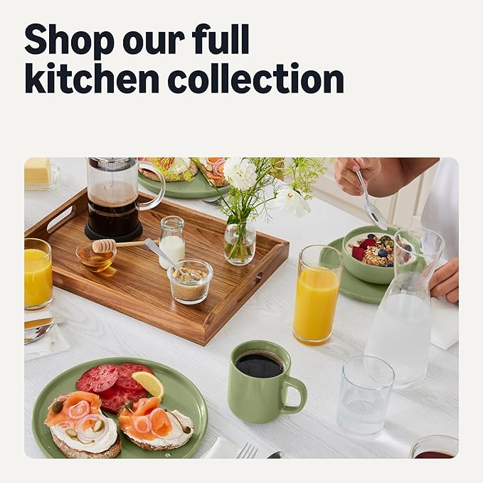 Amazon Basics Glazed Stoneware Serving Bowls, 3-Piece Set, Dishwasher-Safe, Microwave-Safe, Olive