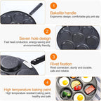 7 Cup Egg Frying Pan,Mini Pancake Maker,Aluminum Non Stick Fried Eggs Cooking Pan Burger Mold Kitchen Cookware Household Tool for Home Breakfast