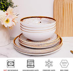 TP 12-Piece Melamine Dinnerware Sets, Plates and Bowls Dishes Set for 4, Break-Resistant & Non-Microwavable, Lightweight Dinner Plates, Grey Swirl