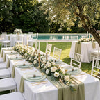 WDF Partyware 175PCS Sage Green Plastic Plates - Heavy Duty Green Plates Disposable - 25Guests Plastic Dinnerware with Rolled Napkins for Spring/Birthday/Baby Shower