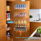 Spice Rack Wall Mount 4 Pack, Metal Wall Mounted Spice Rack Organizer for Cabinet Door & Pantry, Space-Saving Kitchen Spice Rack Shelf, White