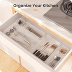 A-LuGei 【46PCS & 5Sizes】 Clear Drawer Organizer,【Hold 277 Items】 Makeup Organizer, Bathroom Organizers and Storage, Organization and Storage, Organizer Bins for Office Vanity Kitchen Tool Trays