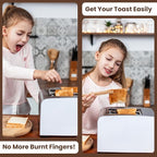 Wooden Toaster Tongs 2 PCs | Bamboo Kitchen Utensils For Cooking & Holding Toast Bacon Muffin Fruits, Pickles, Cheese Bagel Bread Ultra Grip | 9 Inch Long Natural Toxic Free