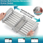 TUTEW Dish Drying Rack, Over The Sink Dish Drying Rack, Stainless Steel Dish Drainer with Adjustable Arms Holder Functional Kitchen Sink Organizer for Vegetable and Fruit