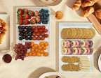 Divided Serving Tray Platter, 3 Pack 15" x 10" Fruit Veggie Food Tray for Party, Plastic Serving Trays for Appetizer, Snack, Dessert, Cookie, Brunch Decorations Platters, White Trays BPA-Free