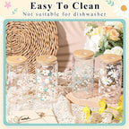 Mumufy 4 Pack Bridesmaid Gift Glass Cups, Cute Flower Mason Jars with Bamboo Lids & Straws, 16oz Iced Coffee Tumblers for Wedding, Bridal Party, Birthday, Mother's Day(Fresh Flower)