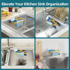 TAILI Sink Caddy with Strong Suction Cup, Sponge Holder for Kitchen Sink Organizer, Removable Sponge Caddy Inside Sink, Rustproof Aluminum Holder for Sponges, Brushes - Gold