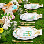 Hioasis 175pcs Easter Plastic Plates, Bunny Plastic Disposable Dinnerware Set Include 25 Dinner Plates, 25 Dessert Plates, 25 Forks, 25 Knives, 25 Spoons, 25 Napkins，25 Cups Perfect for Easter Party