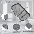 MicoYang Silicone Bathroom Soap Dishes with Drain Spout-Bathroom and Kitchen Sink Organizer,Sponge Holder,Dish Soap Tray,Perfect for Dispenser,Scrubber,Bottle,Cup on Sink or Counter-Grey 9.6"×5.3"
