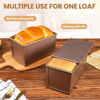 Pullman Loaf Pan with Lid, Premium 1 lb Dough Sandwich Nonstick Bread Pan with Lid for Homemade Bread, Heavy Duty Carbon Steel Corrugated Pullman Toast Box with Cover for Baking, Bakeware