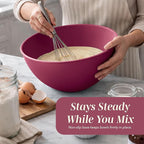 COOK WITH COLOR Mixing Bowls with Lids - 12 Piece Plastic Nesting Bowls Set includes 6 Prep Bowls and 6 Lids, Microwave Safe Mixing Bowl Set, Rose TPR Lid