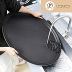 FillTouch 2 Pcs Restaurant Serving Trays PP Plastic Non Slip Rubber Lined Large Oval Tray for Kitchen Dining Room Cafeterias Fast Food Service (27 x 22 Inch,Black)