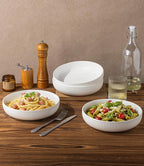 theterra 8.5'' Ceramic Pasta Bowls, Salad Bowls Set of 4, Stoneware Serving Bowls for Fruits, Noodle, Dinner, House-warming Wedding Present, Bright White