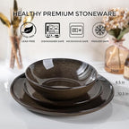 AmorArc Ceramic Dinnerware Sets,Handmade Reactive Glaze Stoneware Plates and Bowls Sets,Highly Scratch Resistant | Dishwasher & Microwave Safe Dishes Set,Service for 4 (12pc)