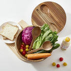 Wooden Salad Bowl, Salad Bowls, 11.8" Large Salad Bowl with Serving Utensils, Big Wood Serving Bowls for Food, Fruits, Salad, Cereal, Corn flake, Pasta