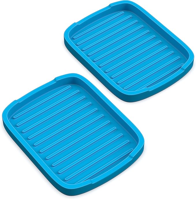 ZAPPOWARE Silicone Sponge Holder -soap Tray - 5.9" X 4.33" Set -2pcs (Blue)