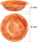 Elsjoy 8 Pack Wooden Woven Salad Bowl, 8 Inch Stackable Round Wood Serving Bowl, Rustic Mixing Bowl for Salad, Fruits, Vegetables, Natural Birch Wood