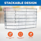 NutriChef Set of 8 Refrigerator Bins-4 Wide and 4 Narrow Stackable Fridge Organizers for Freezer, Kitchen, Countertops, Cabinets-Designed with Practical Carry Handles and Interior, 8 containers, Clear