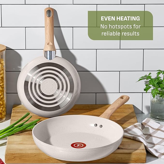 T-fal Revive Ceramic Nonstick Sauce Pan with Lid, 3 Qt Small Cooking Pot, Oven Safe Up To 350°F Saucepan Cookware, Kitchen Pots and Pans, Beige Granite