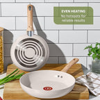 T-fal Revive Ceramic Nonstick Sauce Pan with Lid, 3 Qt Small Cooking Pot, Oven Safe Up To 350°F Saucepan Cookware, Kitchen Pots and Pans, Beige Granite