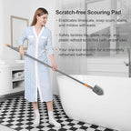 CLEANHOME Tile Tub Scrubber Brush with 3 Different Function Cleaning Heads and 56" Extendable Long Handle-No Scratch Shower Scrubber for Cleaning Bathroom Kitchen Toilet Wall,Bathtub,Sink,Grey
