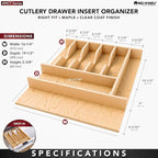 Rev-A-Shelf Natural Maple Right Size Utensil Insert Home Storage Kitchen Organizer 8 Compartment Drawer Accessory, 16-1/4" x 19-1/2", 4WCT-21SH-1
