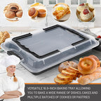 Sheet Cake Pan with Lid, 15"×10"×2" Deep Jelly Roll Pan, Non-Stick Ceramic Coating Baking Pan, Oven Safe 450°F, PFOA & PTFE Free, Bake & Carry for Texas Sheet Cake, Brownies, Potluck (Black)
