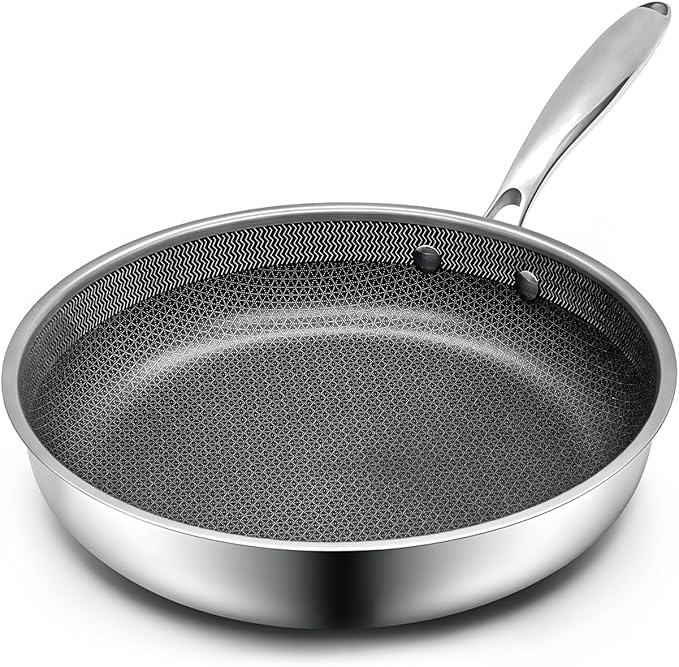 10-Inch Nonstick Frying Pan, PFOA-Free Hybrid Skillet with Stay-Cool Handle & Oven Safe Dishwasher Safe, Compatible with All Stovetops Including Induction for Eggs, Pancakes, Steak