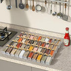 Spice Drawer Organizer 8 Tier, Acrylic Seasoning Organizer Rack, Clear Spice Rack Tray, Kitchen Seasoning Jars Drawers Insert (Jars Not Included/Expandable From 13" to 26")