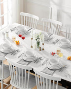 MALACASA 24 Pieces Gourmet Porcelain Dinnerware Sets, Premium Plates and Bowls Set, High-Fired Ceramic Dishes Set for 6, Chip & Scratch Resistant, Microwave Dishwasher Safe, White, Series LEXI