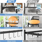 SNTD Over The Sink Dish Drying Rack - Adjustable Dish Rack for Kitchen Counter, Metal (Black)