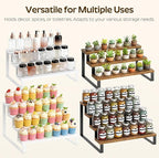 Spice Rack, 4 Tier Wooden Display Riser Stand, Kitchen Storage Organizer for Spices, Versatile Display Shelf, Space Saving, for Kitchen Countertop and Cabinet, Rustic Brown SR04L2BR