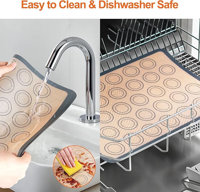 HOOMIL Macaron Silicone Baking Mats, 16.5"x 11.6", Non-Stick, Reusable, Food Safe, Half Sheet Size Silicone Mat, Pack of 2
