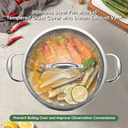 11-Piece Pots and Pans Set, 18/10 Stainless Steel Cookware Set, Induction Compatible, PFOA-Free Coating, Dishwasher Safe, Includes Frying Pan & Sauce Pan with Lids