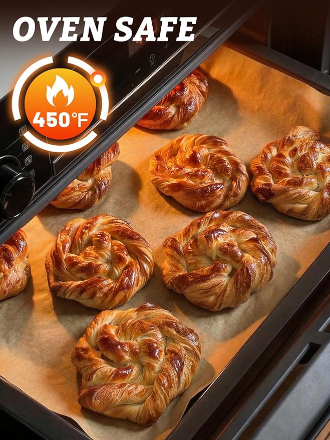 SMARTAKE 500 Pcs Parchment Paper Baking Sheets, 12x16 Inches Non-Stick Precut Baking Parchment, for Baking Grilling Air Fryer Steaming Bread Cup Cake Cookie and More (Unbleached)