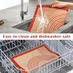 Extra Thick Silicone Pastry Mat Large for NonStick Baking Mat with Measurement，For Kneading,Fondant/Counter Pad, Dough Rolling, Silicon Cookie Sheet, Pie Crust Bake (16×20, Red)