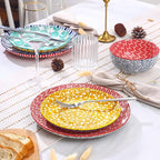 Selamica Ceramic Plates and Bowls Sets,18 Pieces Dinnerware Sets for 6,Dishwasher & Microwave Safe dish set,Family & Holiday Dining, Assorted Colors