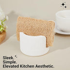 Quick Drying Diatomite Stone Sponge Holder, Compact Sponge Caddy for Kitchen Sink Counter, Water-Absorbing Round Organizer with Wide Slot, 1 Pack, White