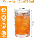Hobnail Drinking Glasses Set of 8, 12 Oz Vintage Style Tumblers – Thick Durable Glass, Smooth Interior, Dishwasher Safe for Water, Juice, Wine, Whiskey