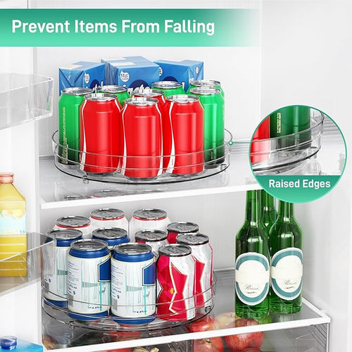 2 Pack Lazy Susan Organizer, 10.7" Lazy Susan Turntable for Cabinet, Refrigerator Organizer and Storage for Pantry, Closet, Countertop, Non-Skid Fridge Organizers
