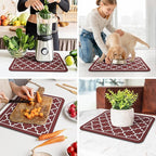 WISELIFE Dish Drying Mat Super Absorbent Drying Mat Large Dish Drying Mats for Kitchen Counter Easy Clean Dish Mat Kitchen Drying Mat15"x 18" Stylish Red