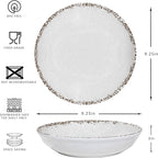 Rustic White Melamine Pasta Bowls, 6 Pack 9.25 inch Serving Bowls, Wide and Shallow All-purpose Bowl, Unbreakable Kitchen Bowls for Salad, Pasta, Ramen, Soup, Noodle, Fruit. Dishwasher Safe…
